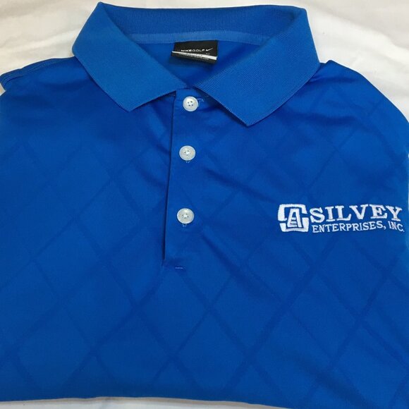 NIKE GOLF POLO SHIRT -XL BLUE SILVEY ENT. - DIAMOND DRI-FIT STRETCH PERFORMANCE - Picture 4 of 12
